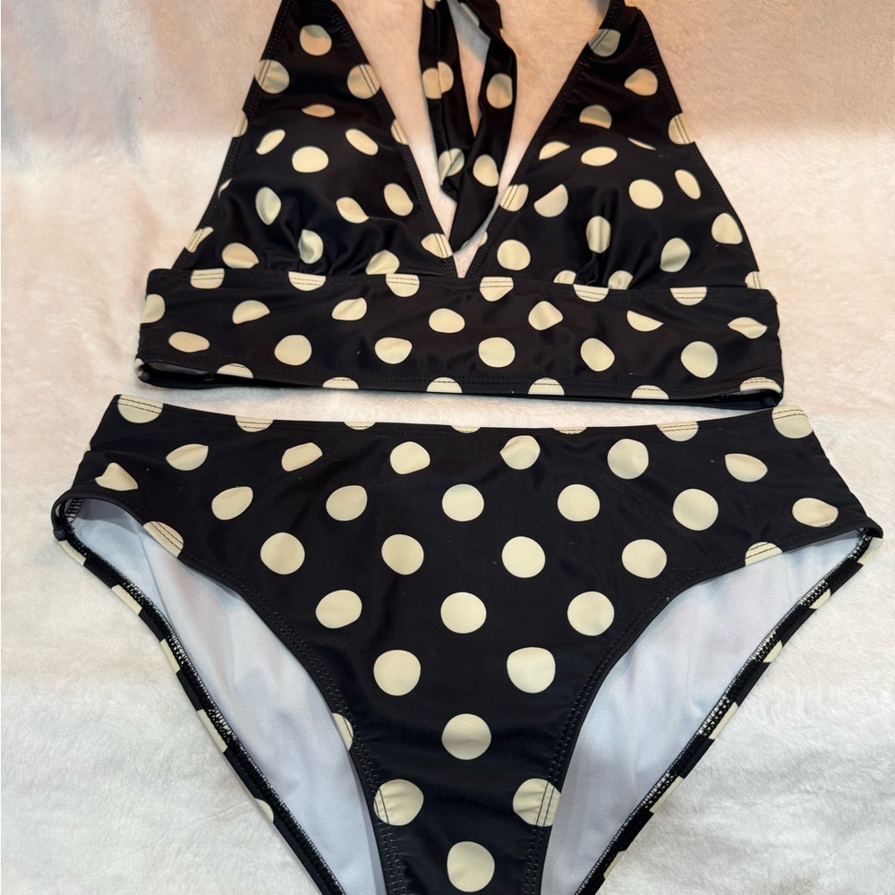 Polka Dot Kids Swim Set - Black and Cream